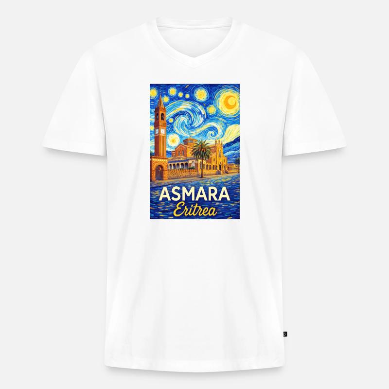 Asmara Eritrea Sternenstadt - Männer Premium Bio T-Shirt mit V-Ausschnitt - Weiß
