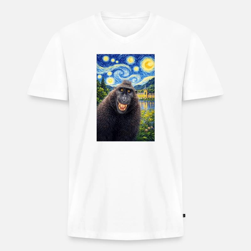 Makake Sternennacht - Männer Premium Bio T-Shirt mit V-Ausschnitt - Weiß