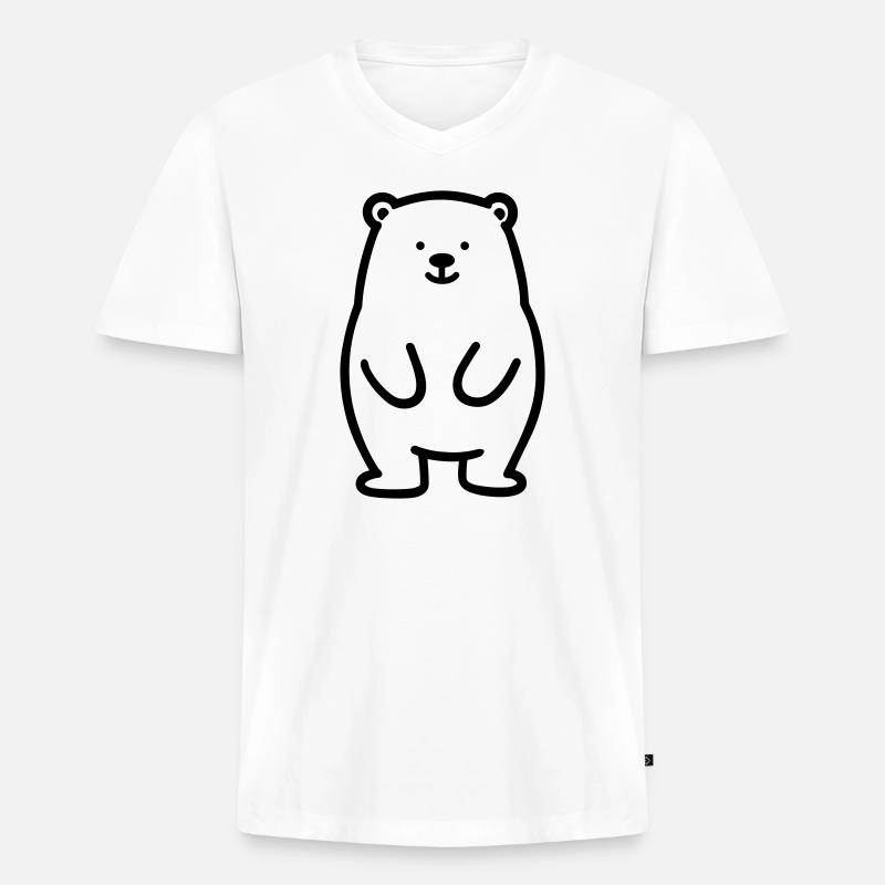 Bärenjunges - Männer Premium Bio T-Shirt mit V-Ausschnitt - Weiß