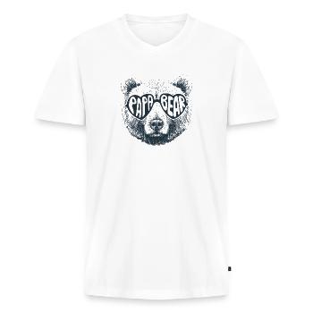 Bär papa - Männer Premium Bio T-Shirt mit V-Ausschnitt - Weiß - Vorne - Nico (187cm)