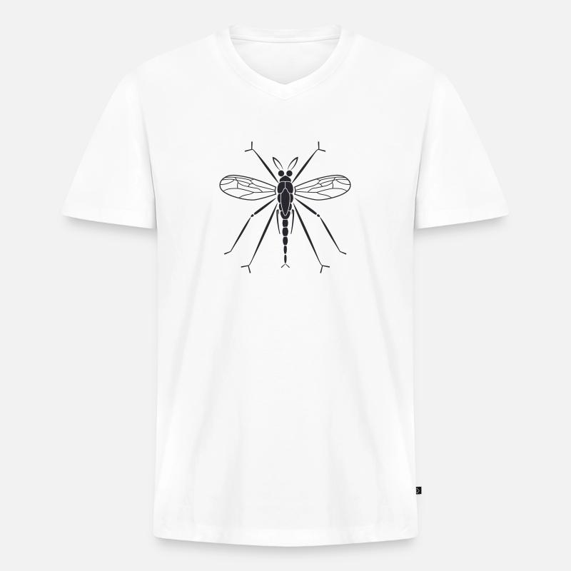Mücke - Männer Premium Bio T-Shirt mit V-Ausschnitt - Weiß