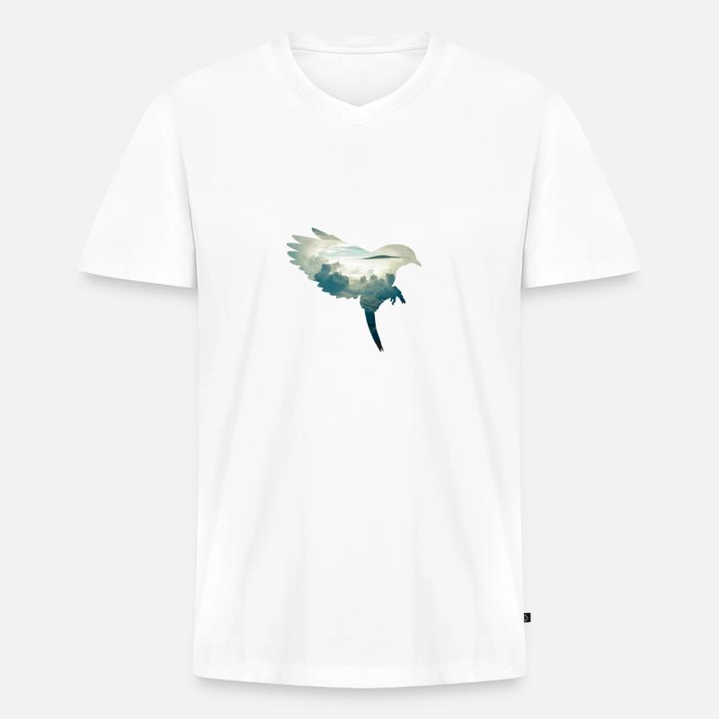 Bird Silhouette mit Hintergrund - Männer Premium Bio T-Shirt mit V-Ausschnitt - Weiß