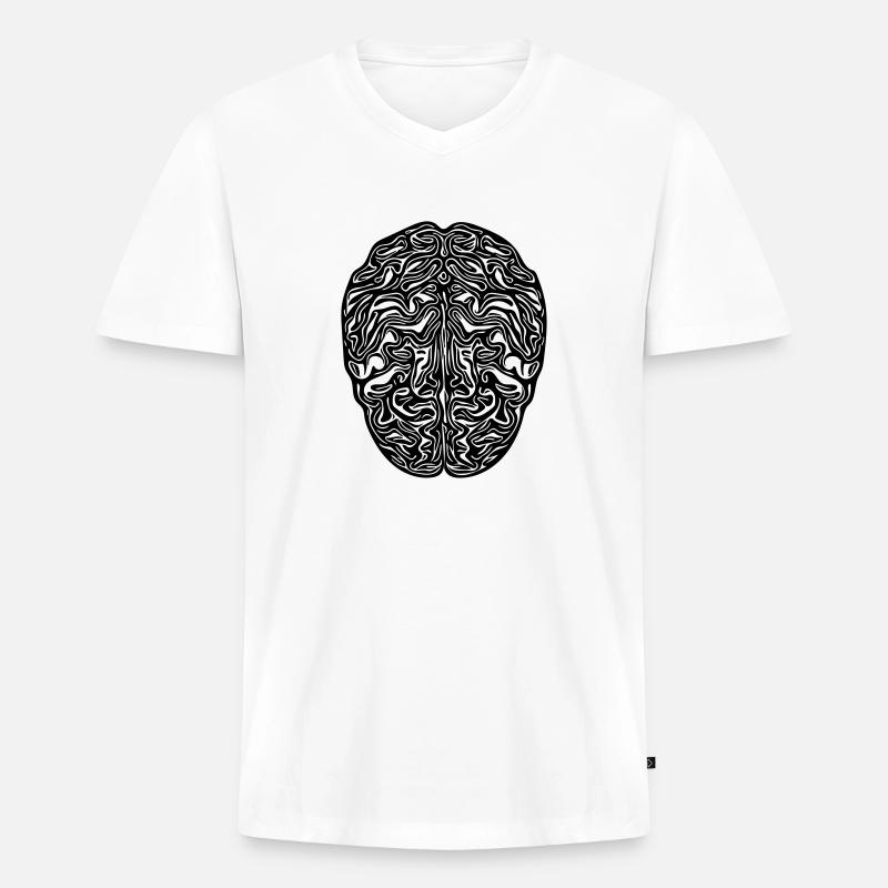 Gehirn - Anatomischer Vector - Männer Premium Bio T-Shirt mit V-Ausschnitt - Weiß