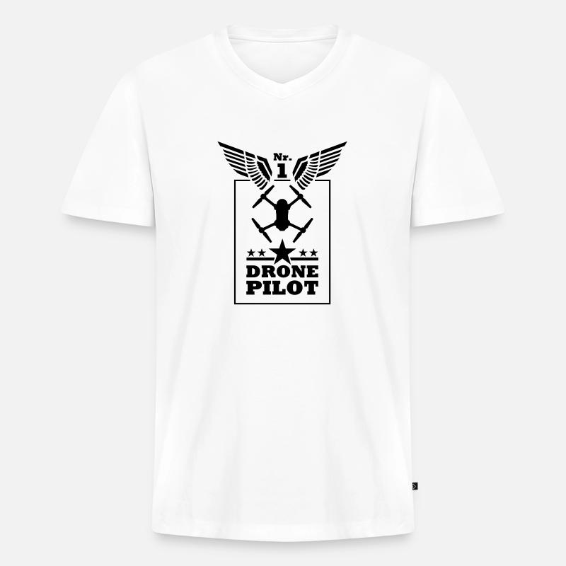 Nr. 1 Drone Pilot - Männer Premium Bio T-Shirt mit V-Ausschnitt - Weiß