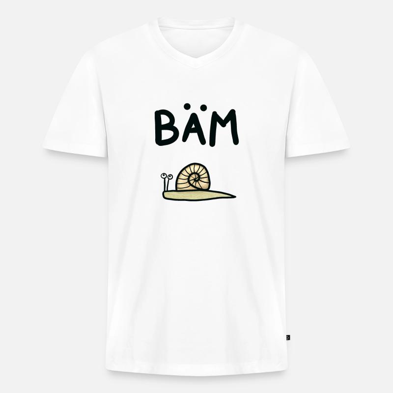 BÄM - Männer Premium Bio T-Shirt mit V-Ausschnitt - Weiß