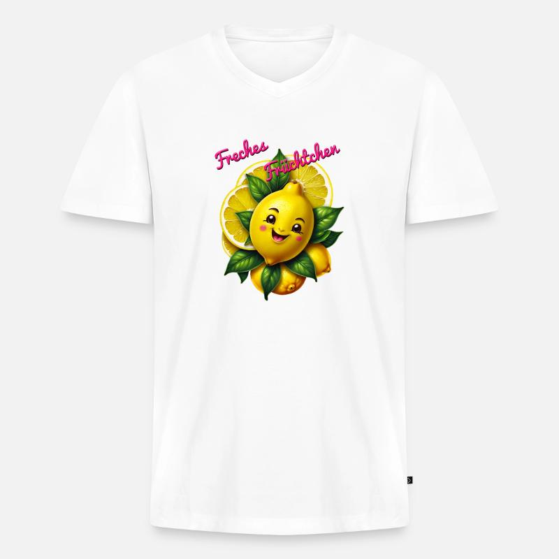 Freches Früchtchen - Männer Premium Bio T-Shirt mit V-Ausschnitt - Weiß