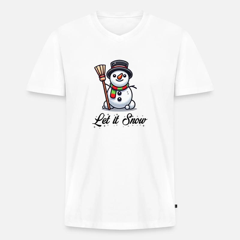 Schneemann Comic - Männer Premium Bio T-Shirt mit V-Ausschnitt - Weiß