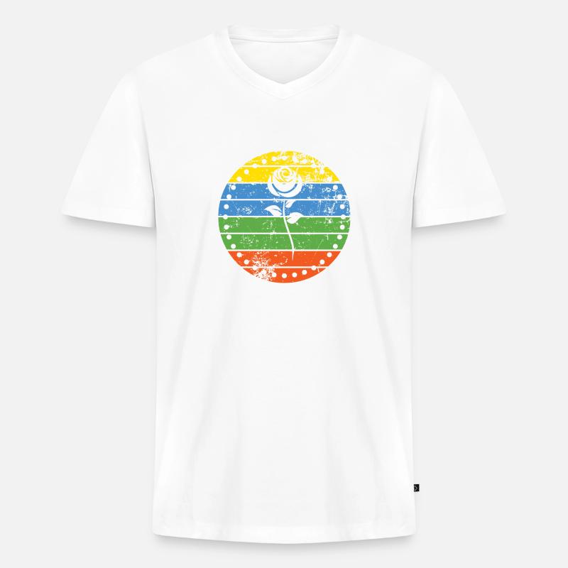 Rose - Männer Premium Bio T-Shirt mit V-Ausschnitt - Weiß