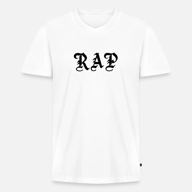 RAP - Männer Premium Bio T-Shirt mit V-Ausschnitt - Weiß