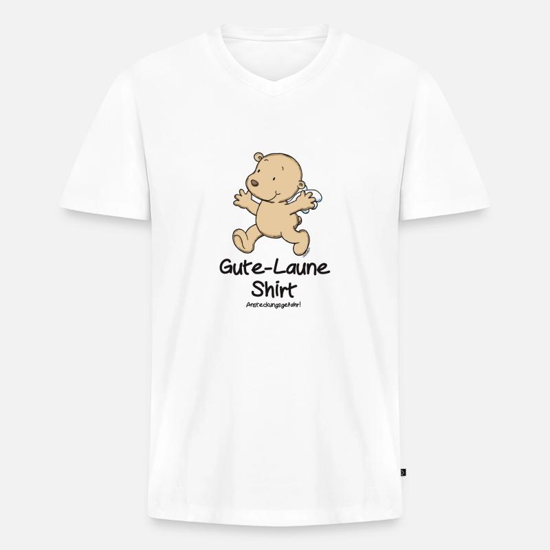 Engel_Teufel Gute Laune_schwarz - Männer Premium Bio T-Shirt mit V-Ausschnitt - Weiß