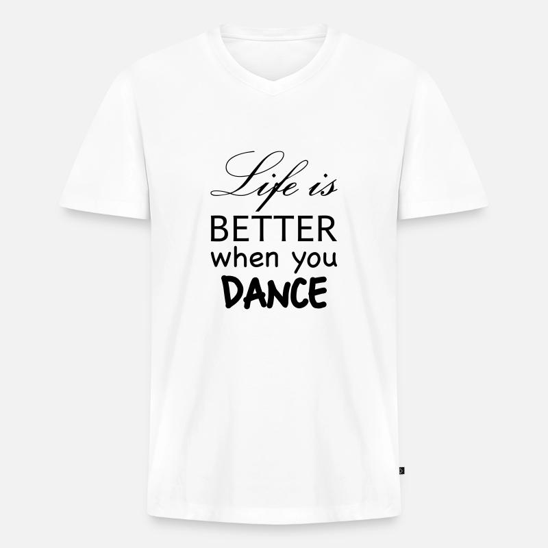 life better dance - Männer Premium Bio T-Shirt mit V-Ausschnitt - Weiß