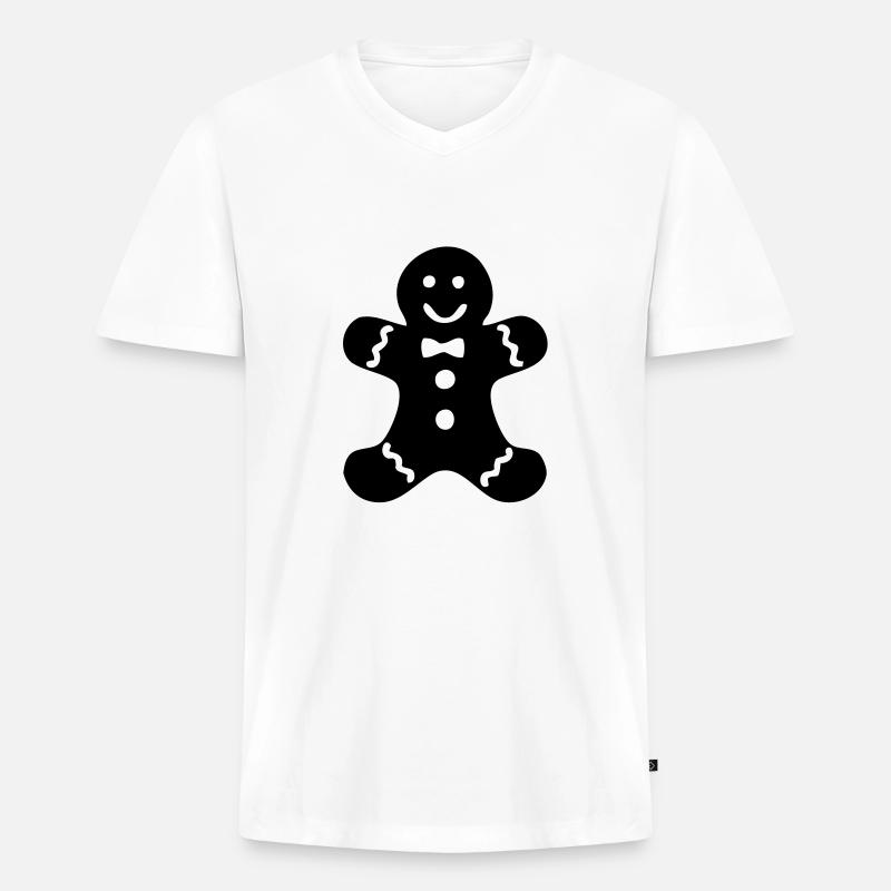 lebkuchenmann 2 - Männer Premium Bio T-Shirt mit V-Ausschnitt - Weiß