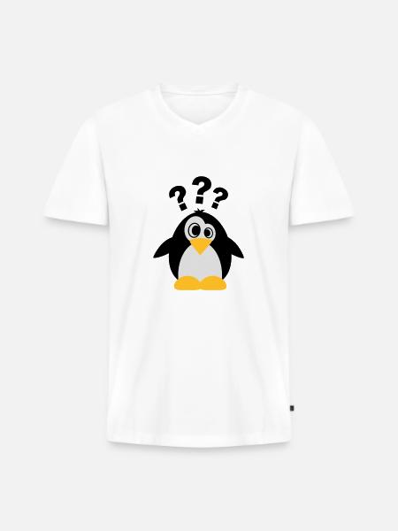 Dummer Pinguin - Männer Premium Bio T-Shirt mit V-Ausschnitt - Weiß