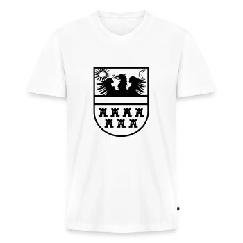 Wappen Siebenbürgen zweifarbig - Männer Premium Bio T-Shirt mit V-Ausschnitt - Weiß - Vorne - Nico (187cm)