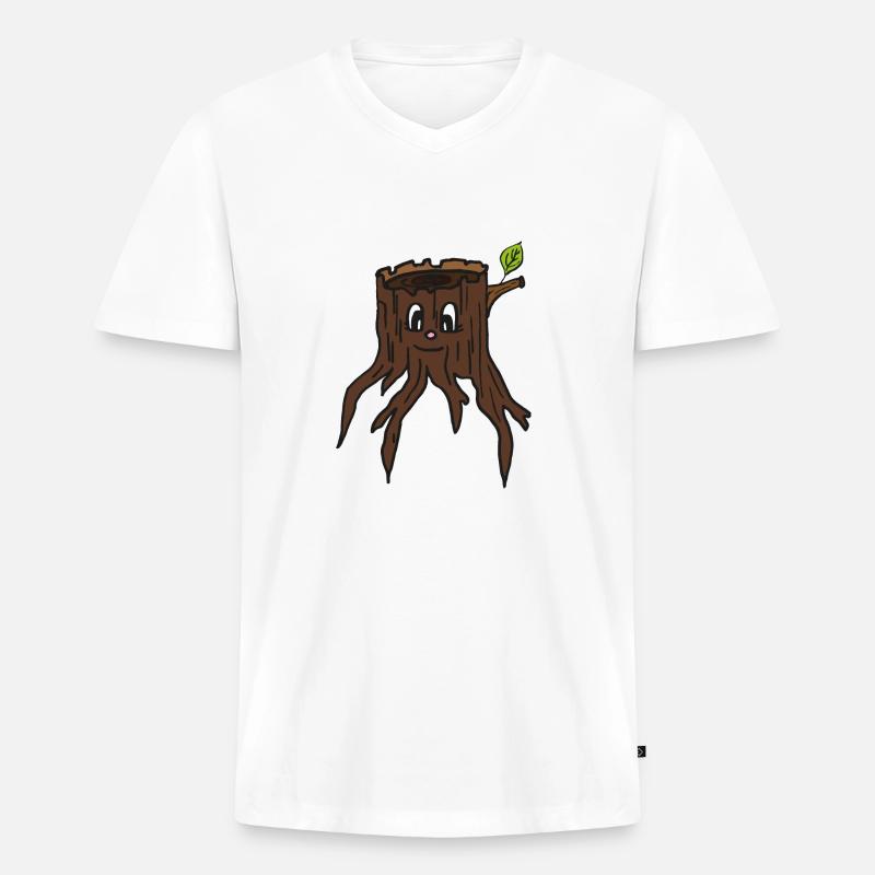 Der kleine Baumstumpf BOB - Männer Premium Bio T-Shirt mit V-Ausschnitt - Weiß