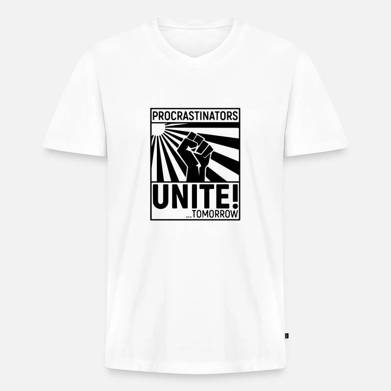 Procrastinators Black - Männer Premium Bio T-Shirt mit V-Ausschnitt - Weiß