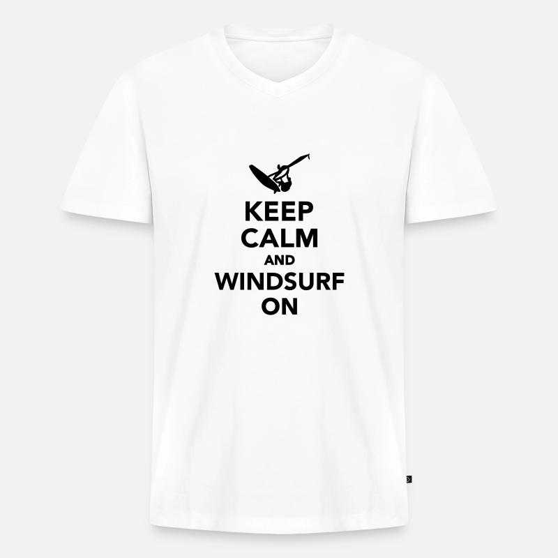 Windsurfen - Männer Premium Bio T-Shirt mit V-Ausschnitt - Weiß