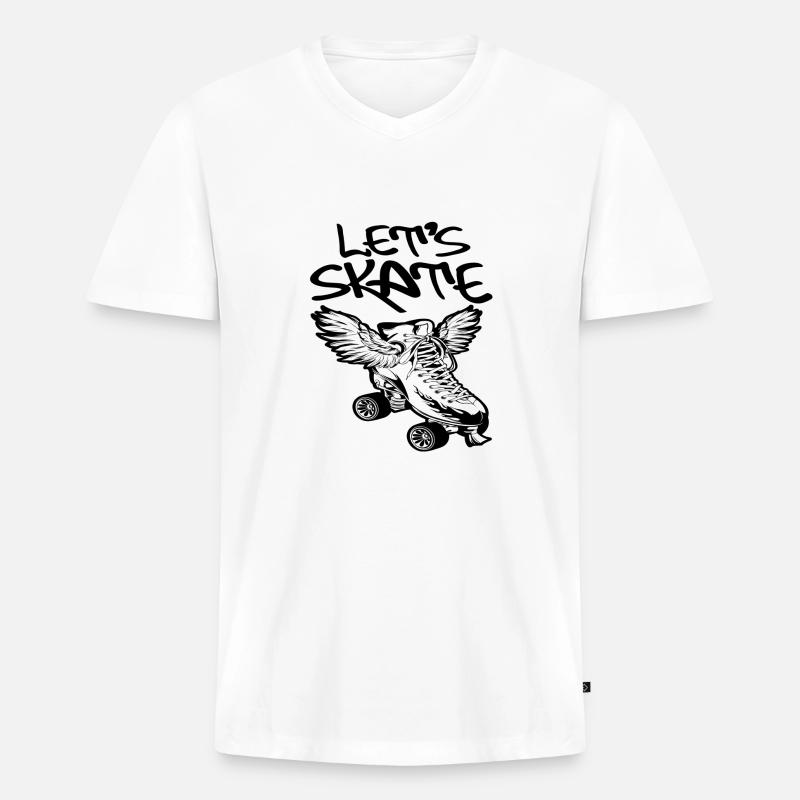 letsskate3 - Männer Premium Bio T-Shirt mit V-Ausschnitt - Weiß