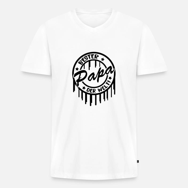 bester_papa_der_welt - Männer Premium Bio T-Shirt mit V-Ausschnitt - Weiß