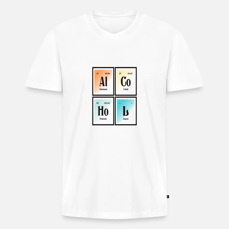 Alkohol | Periodensystem der Elemente - Männer Premium Bio T-Shirt mit V-Ausschnitt - Weiß