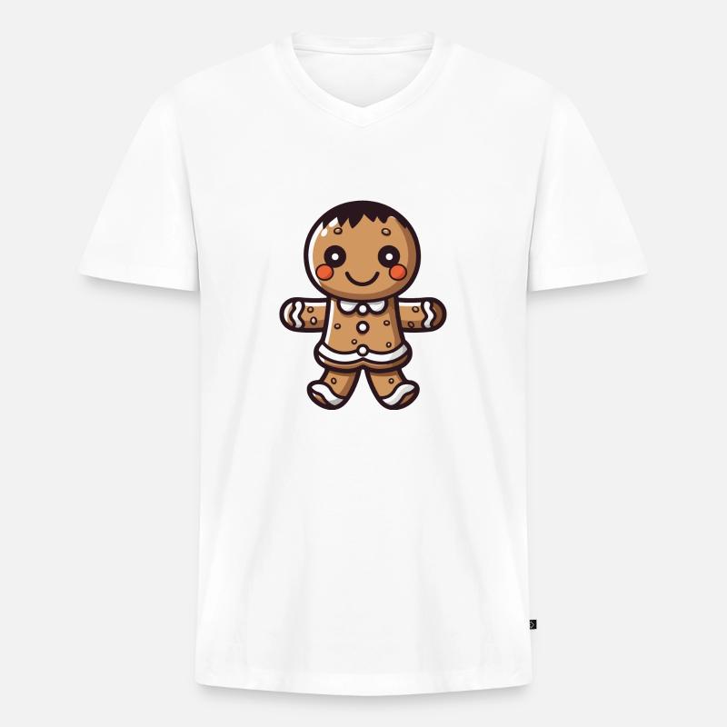 lebkuchen junge - Männer Premium Bio T-Shirt mit V-Ausschnitt - Weiß