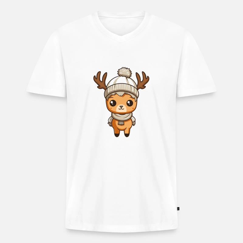 reh reindeer comic - Männer Premium Bio T-Shirt mit V-Ausschnitt - Weiß