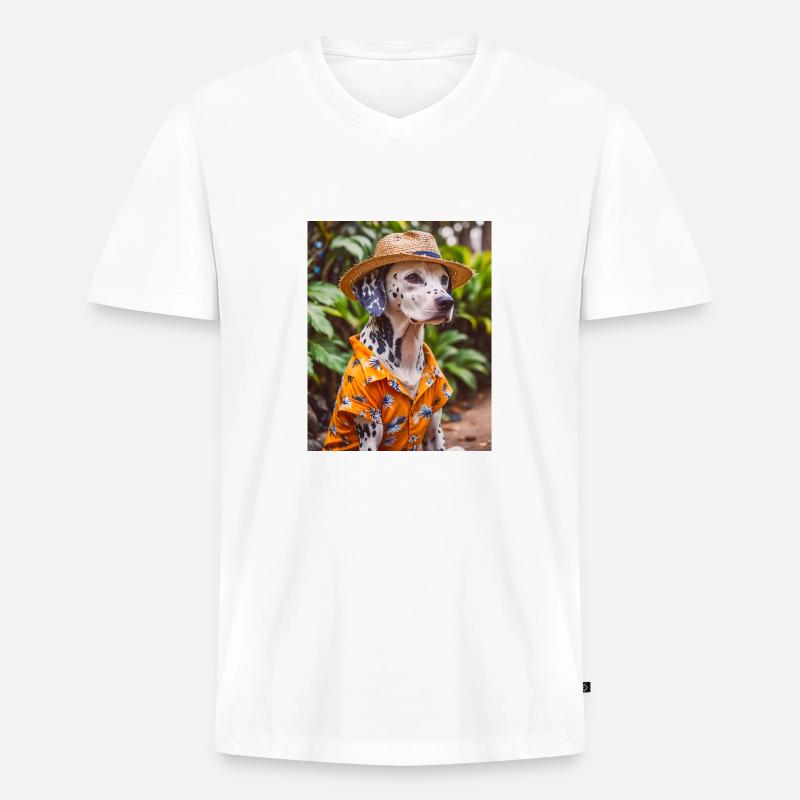 Dalmatinisches Hawaiihemd Urlaub - Männer Premium Bio T-Shirt mit V-Ausschnitt - Weiß