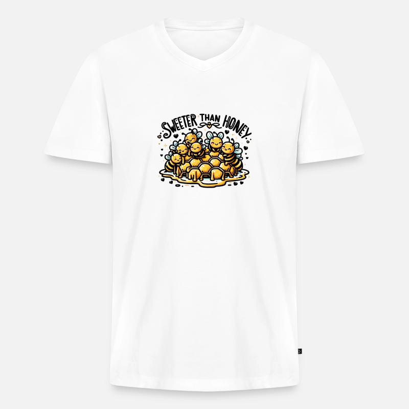 Sweeter than Honey - Männer Premium Bio T-Shirt mit V-Ausschnitt - Weiß