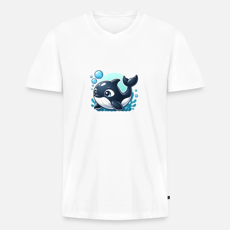 Orca 3 - Männer Premium Bio T-Shirt mit V-Ausschnitt - Weiß