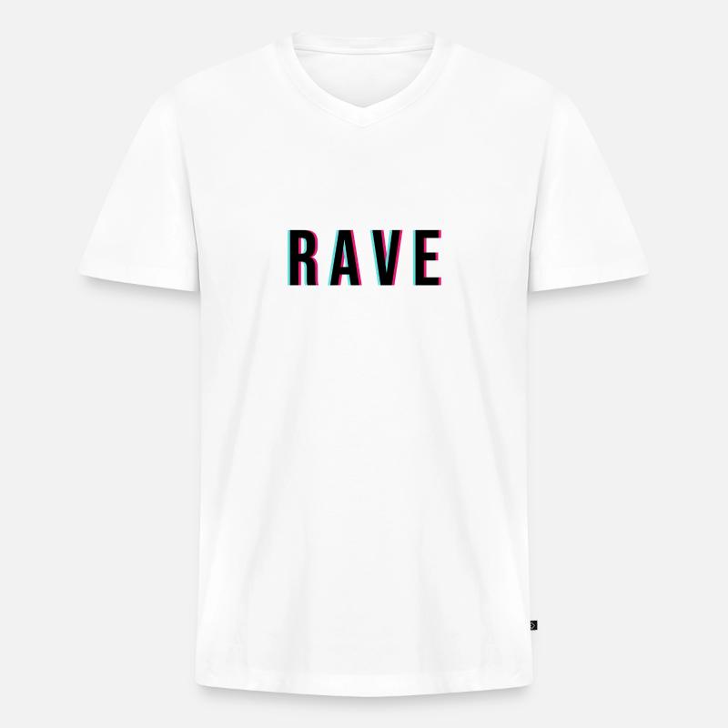 R A V E rave - Männer Premium Bio T-Shirt mit V-Ausschnitt - Weiß