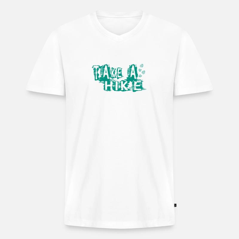 TAKE A HIKE - Männer Premium Bio T-Shirt mit V-Ausschnitt - Weiß