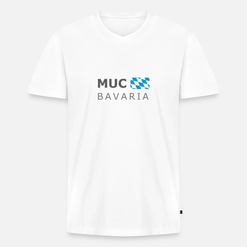 MUC BAVARIA dark-lettered - Männer Premium Bio T-Shirt mit V-Ausschnitt - Weiß