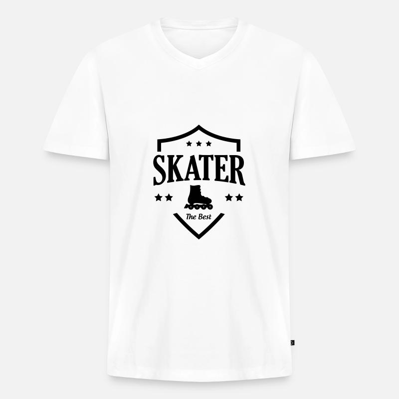 Roller Skates - Männer Premium Bio T-Shirt mit V-Ausschnitt - Weiß