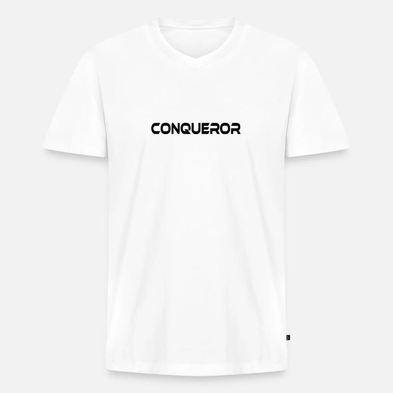 CONQUEROR - Männer Premium Bio T-Shirt mit V-Ausschnitt - Weiß