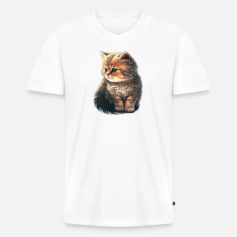 Süßes Kätzchen - Männer Premium Bio T-Shirt mit V-Ausschnitt - Weiß