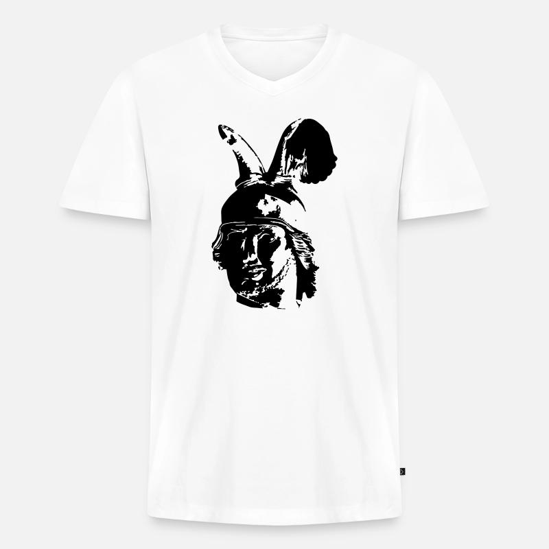 Kopf des Hermannsdenkmals - einfarbig, schlicht - Männer Premium Bio T-Shirt mit V-Ausschnitt - Weiß