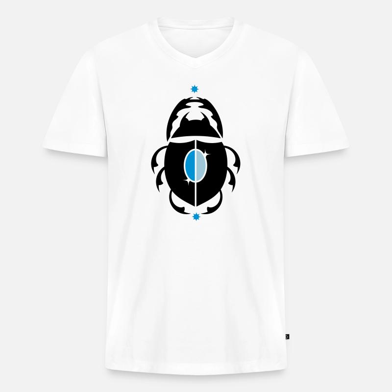 Skarabaeus Glückskäfer - Männer Premium Bio T-Shirt mit V-Ausschnitt - Weiß