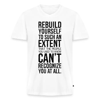 reconstruisez-vous à tel point que les gens - T-shirt encolure en V Premium bio Homme - blanc - Devant - Nico (187cm)