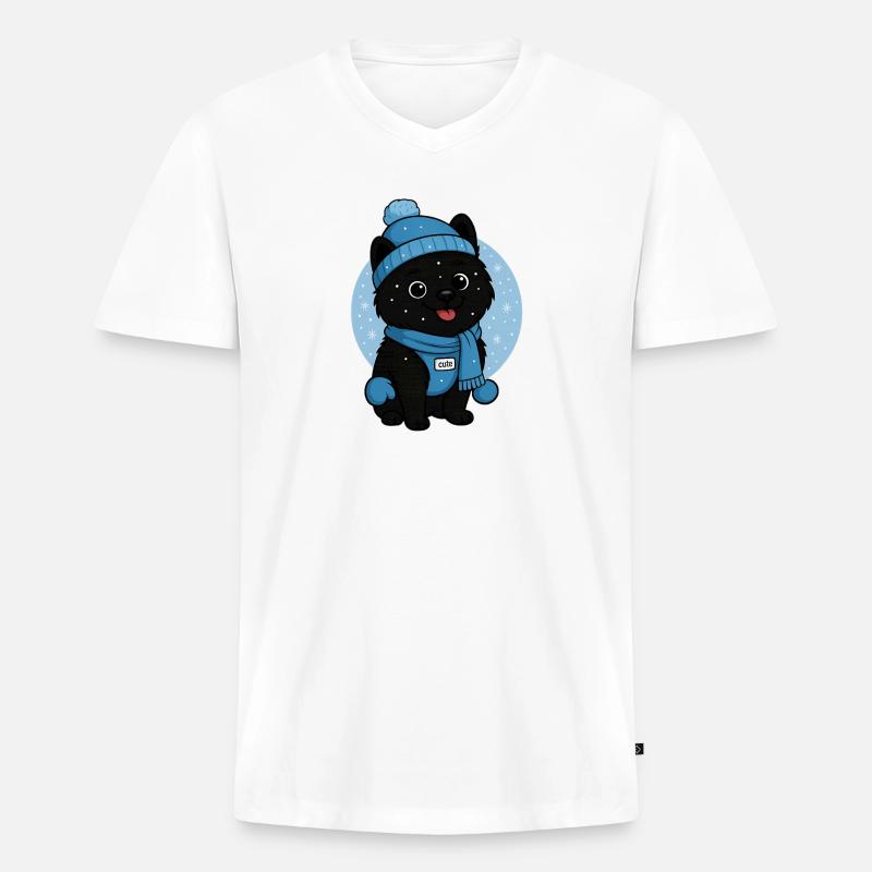 Kuschelhund Winterzauber - Männer Premium Bio T-Shirt mit V-Ausschnitt - Weiß