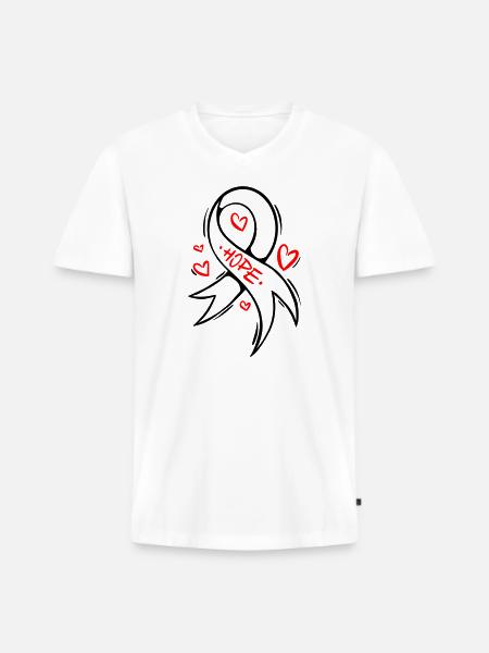 Hope Heart Cancer Loop - Men's Premium Organic T-shirt with V-neck - white