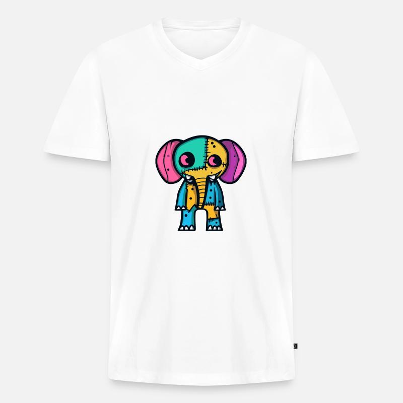 Elefant Halloween Tier - Männer Premium Bio T-Shirt mit V-Ausschnitt - Weiß