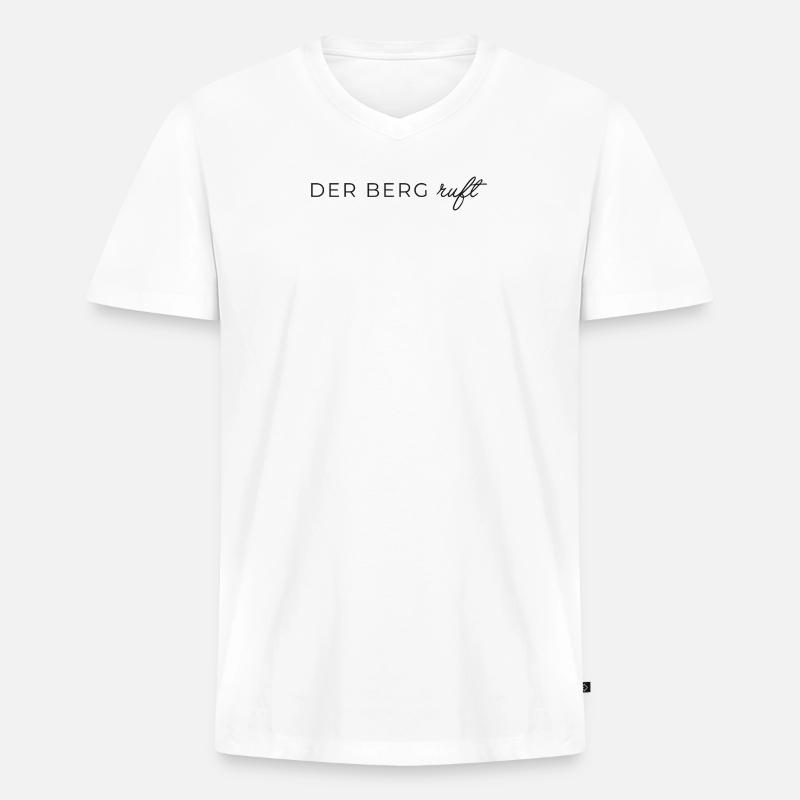 Der Berg ruft - Männer Premium Bio T-Shirt mit V-Ausschnitt - Weiß