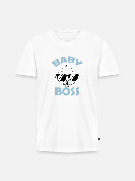 bébé boss - T-shirt encolure en V Premium bio Homme - blanc