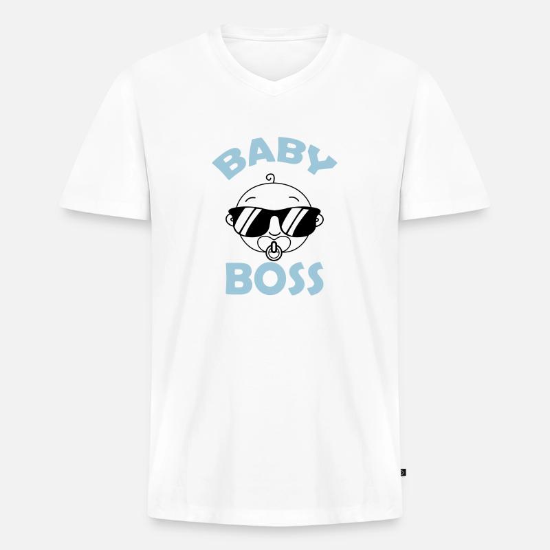 baby boss - Männer Premium Bio T-Shirt mit V-Ausschnitt - Weiß