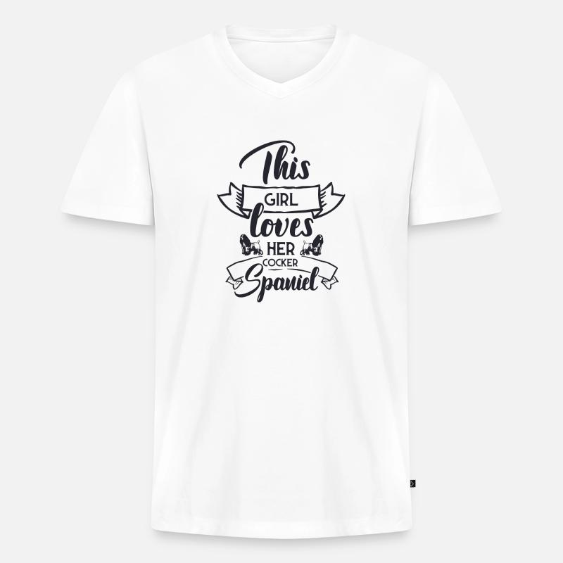 Cocker Spaniel - Männer Premium Bio T-Shirt mit V-Ausschnitt - Weiß