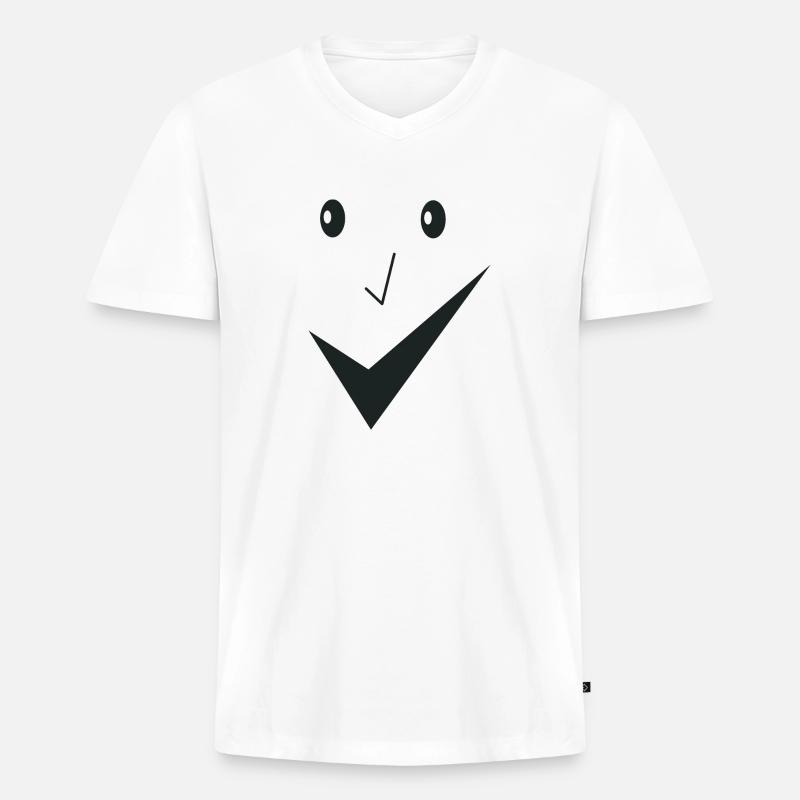 Feines Lächeln - Feines Gesicht E03. - Männer Premium Bio T-Shirt mit V-Ausschnitt - Weiß