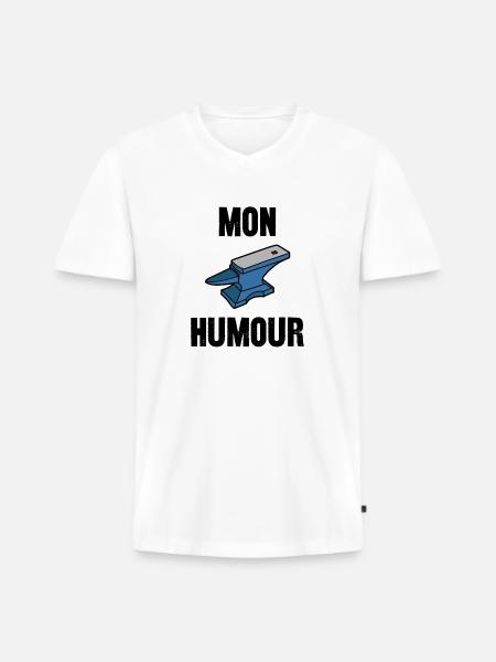 mon humour - T-shirt encolure en V Premium bio Homme - blanc