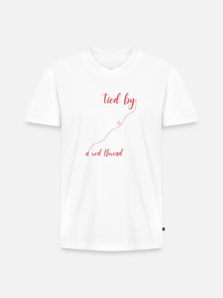 Red thread - Men's Premium Organic T-shirt with V-neck - white