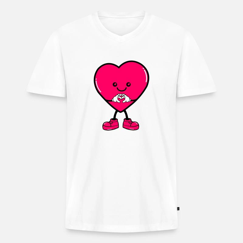 heart comic - Männer Premium Bio T-Shirt mit V-Ausschnitt - Weiß