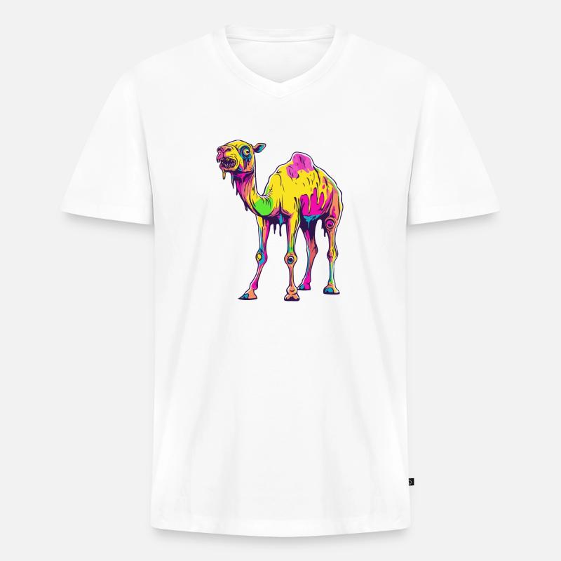 Kamel Halloween Comic Lustig - Männer Premium Bio T-Shirt mit V-Ausschnitt - Weiß